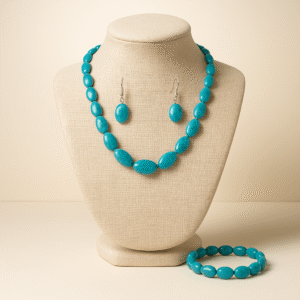 Turquoise Jewelry Set – Necklace, Earrings, Bracelet