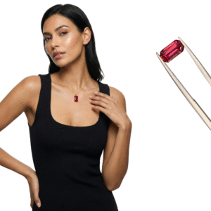 Natural Rhodolite Garnet 1.65 Ct • Deep Reddish Pink Emerald Cut Gemstone • January Birthstone for Ring or Pendant (8x4mm)