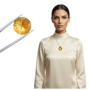 Natural African Citrine 9.25 Ct • Amazing Fancy Laser Cut Loose Gemstone • Vivid Yellow Oval November Birthstone for Custom Ring (14x12mm)