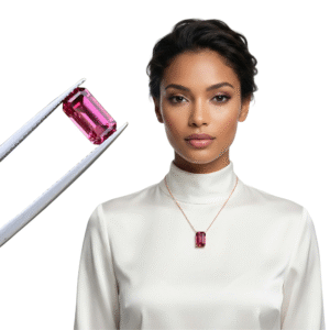 Natural Rhodolite Garnet 1.65 Ct • Vivid Reddish Pink Emerald Cut Gemstone • Elongated January Birthstone for Pendant (8.4x4mm)