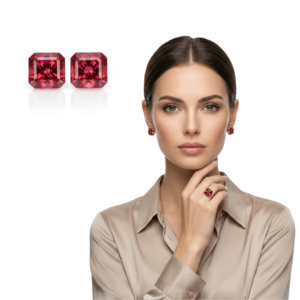 Natural Malaya Garnet Pair 2.60 Ct Square Cut – Reddish Pink Loose Gemstones for Custom Earrings (5mm Matched Set)